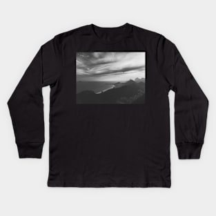 Rio de Janeiro's Copacabana Beach With Dramatic Sky in Black and White Kids Long Sleeve T-Shirt